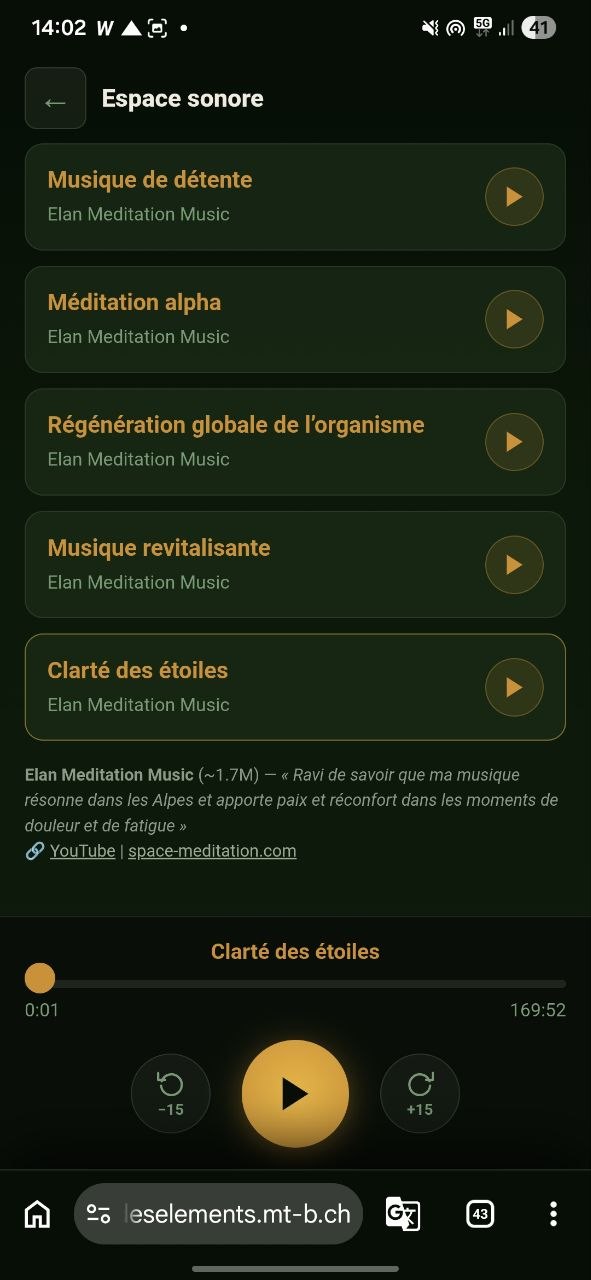 Espace sonore dans l’application