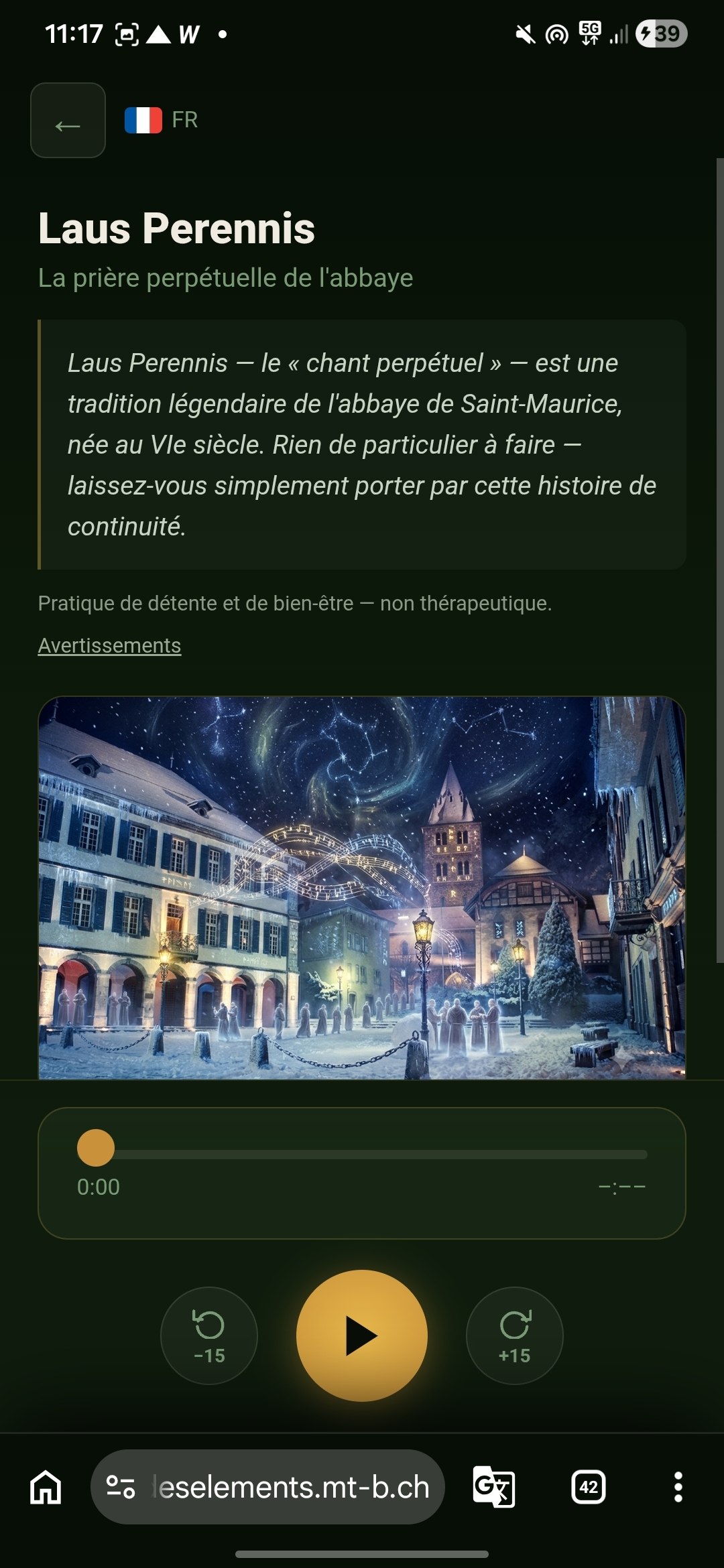 Capture d’écran de l’application : histoire 2
