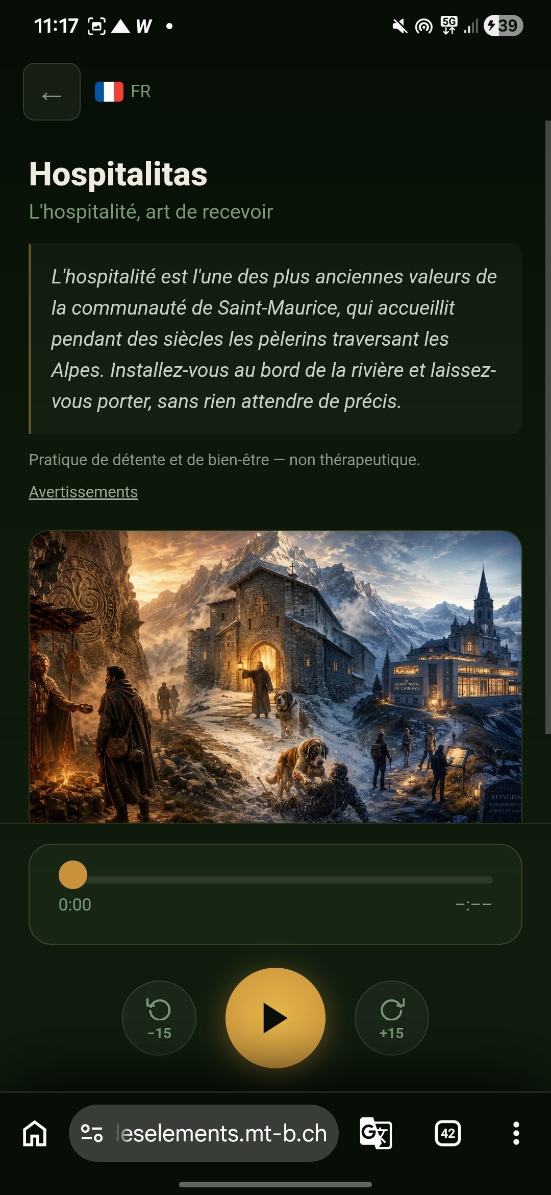 Capture d’écran de l’application : histoire 3