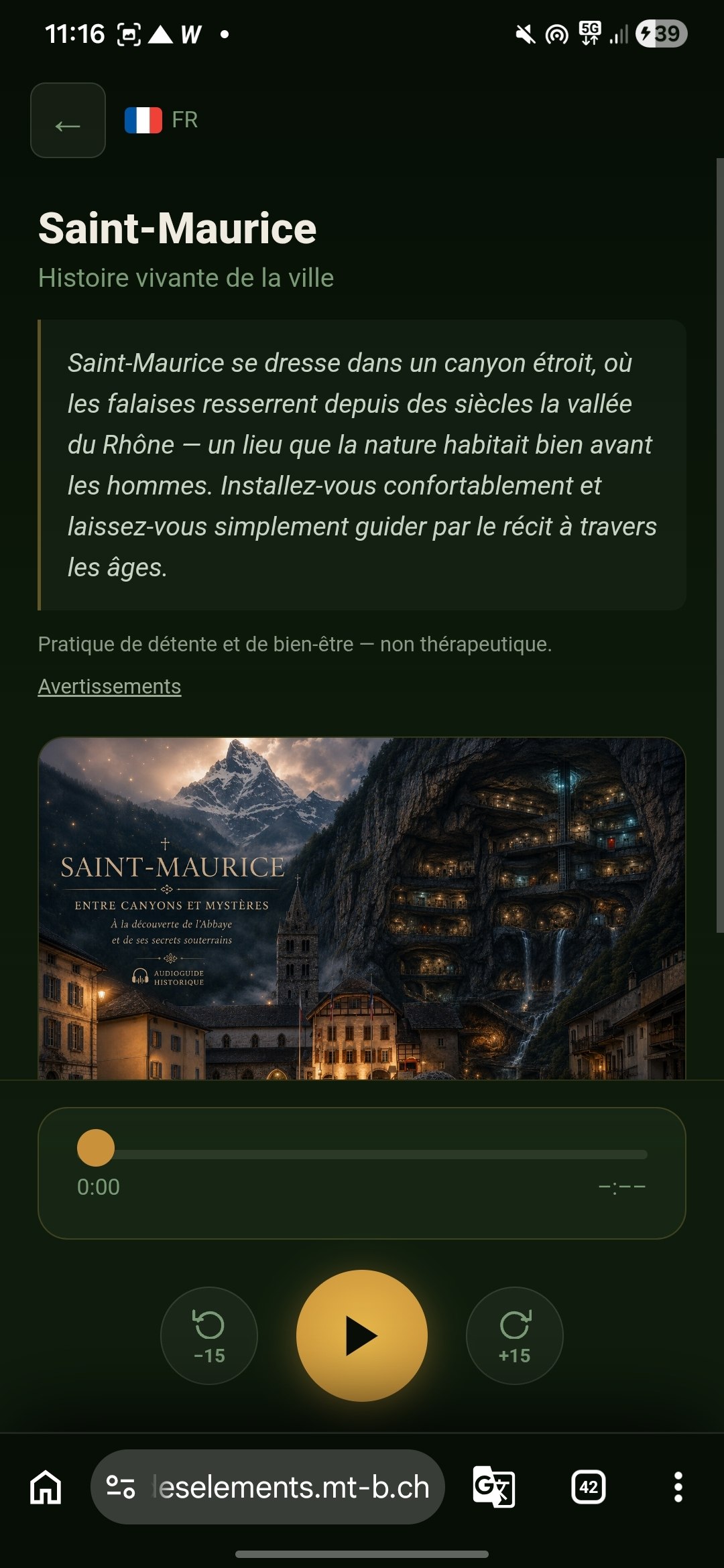 Capture d’écran de l’application : histoire 5