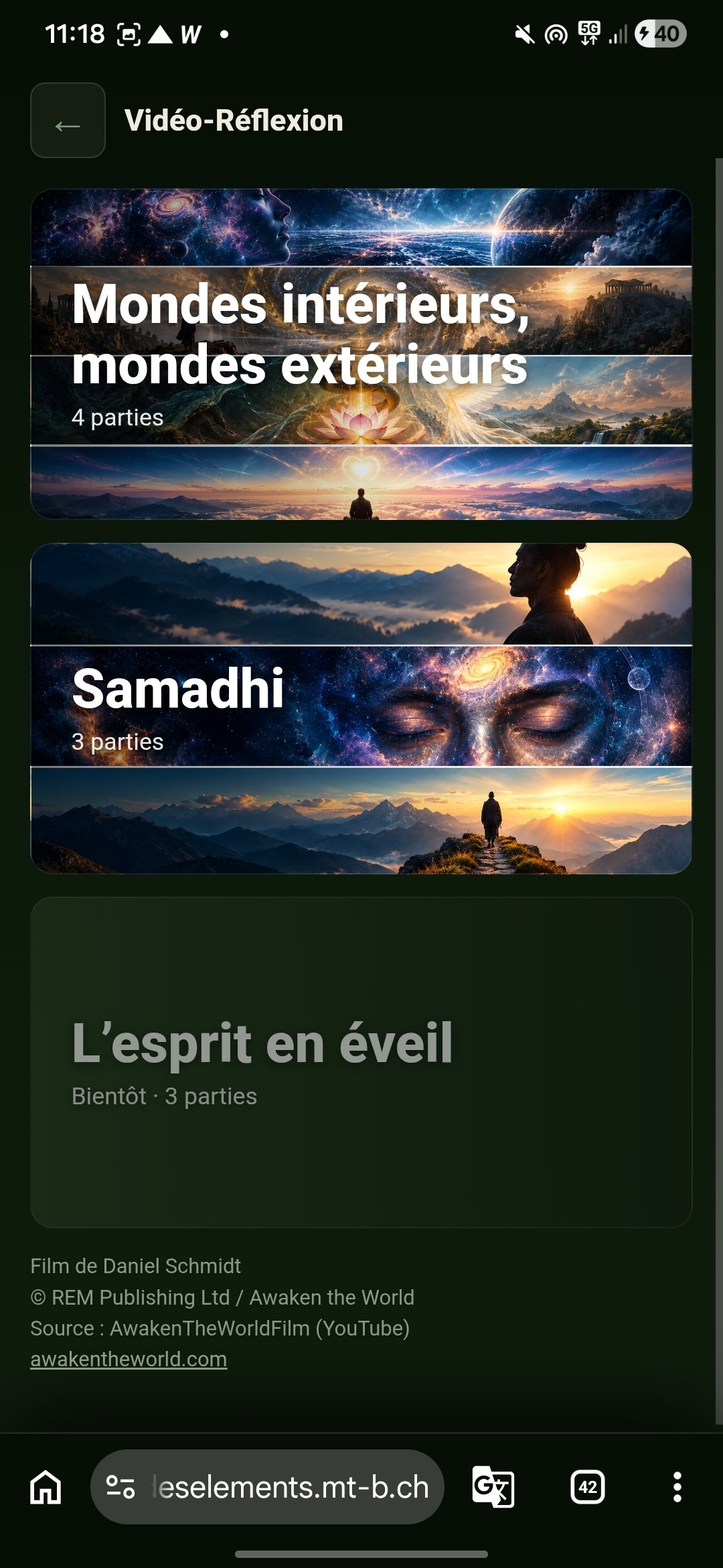 Films Samadhi et autres dans l’application