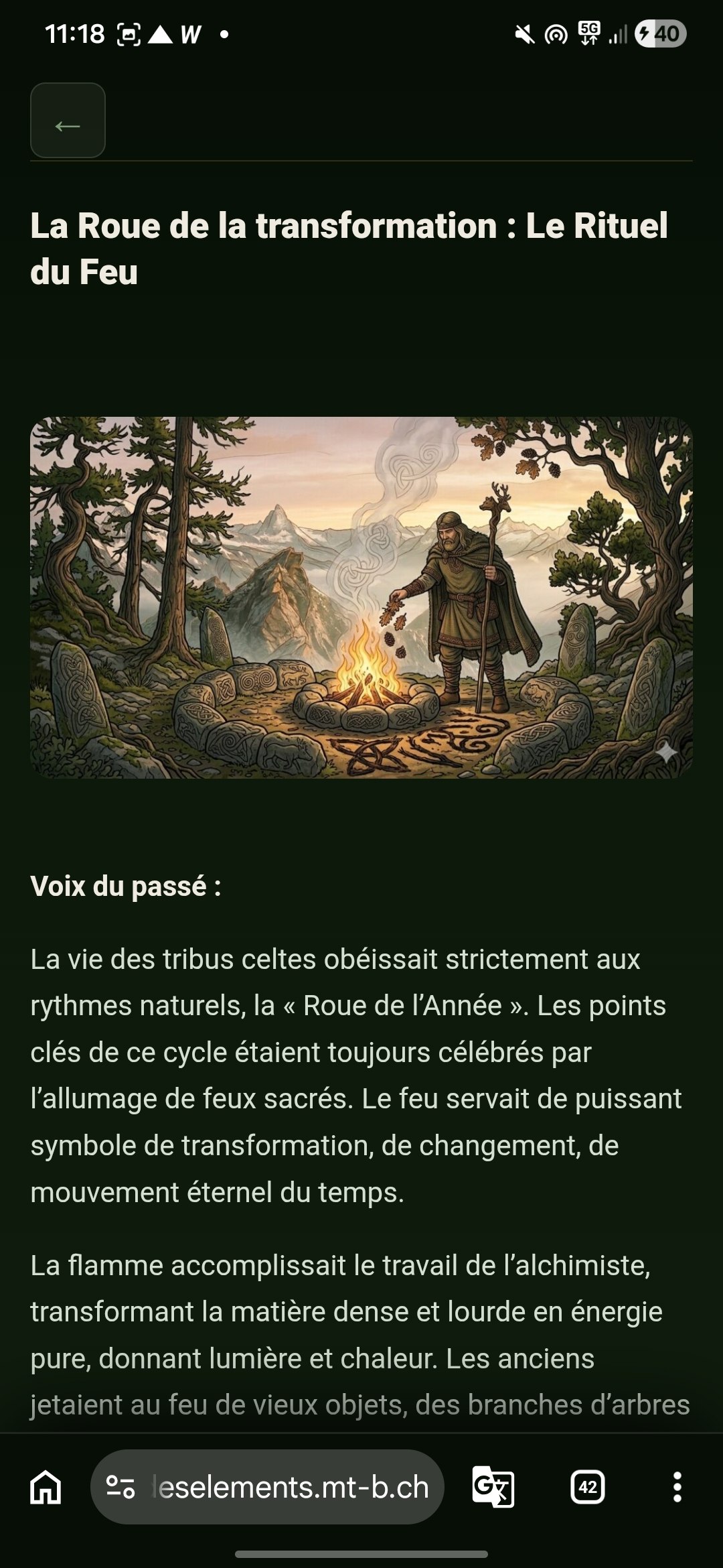 Capture d’écran de l’application : texte 1